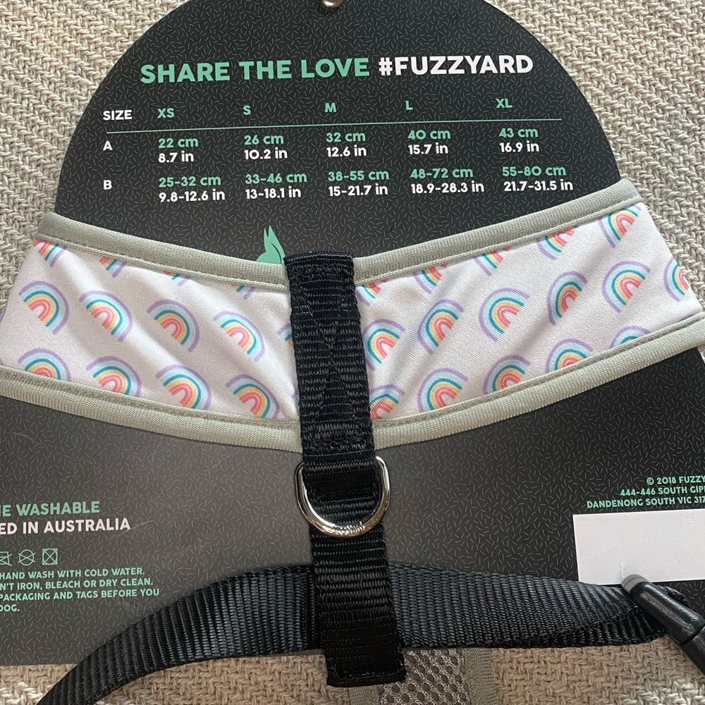 Fuzzyard Rainbow Dog Pet Harness Size Large NWT Gift Gray Pride - Picture 5 of 9